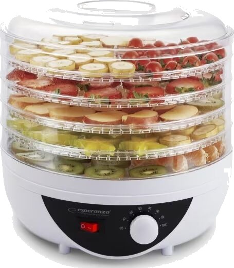 Esperanza 250W Mat Dehydrator for Grønnsaker, Frukt, Sopp og Urter med 5 Brett Esperanza 250W Mat Dehydrator for Grønnsaker, Frukt, Sopp og Urter med 5 Brett