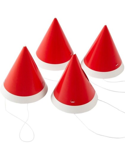 4 stk Røde og Hvite Mini Partyhatter 4 stk Røde og Hvite Mini Partyhatter