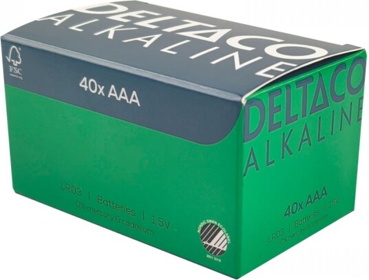 Deltaco AAA alkaliske batterier 40 stk