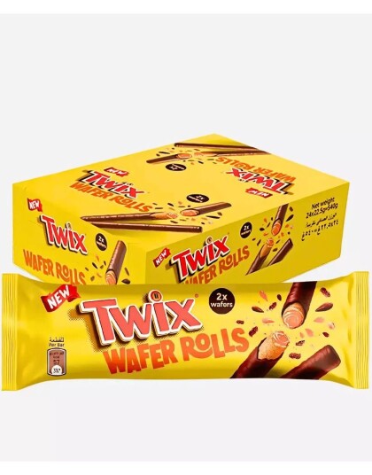 24 stk Twix Wafer Rolls   Kjeksstenger med Twixfyll   Hel Eske