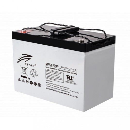 RITAR AGM Deep Cycle Batteri 12V 100AH C10 (307x169x211mm) +venstre.