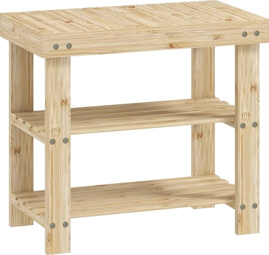 Bambus skobenk – 2 lags sete 50x28x45cm naturlig Bambus skobenk – 2 lags sete 50x28x45cm naturlig