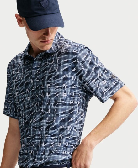 Nike M Par 5 Polo Tartan Camo Golf pologenser herre Diffused Blue Small