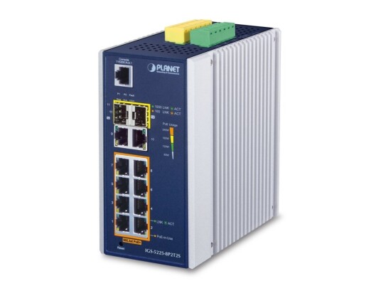 Planet Igs-5225-8P2t2s, Håndtert, L2+, Gigabit Ethernet (10/100/1000), Full Tosidig, Strøm Over Ethernet (Poe), Kan Monteres På Vegg