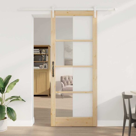 vidaXL Skyvedør med utstyr sett "ORKDAL" Solid tre og glass