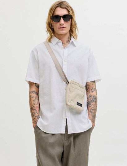 Jack & Jones Jjesummer Linen Blend Shirt S/S Sn   White   S