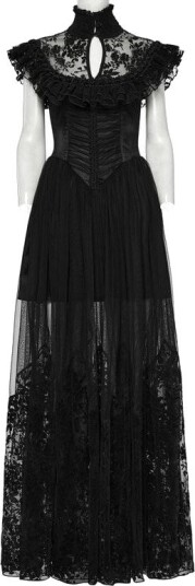Punk Rave   Goth Lang kjole   Gothic Little Flying Sleeve Dress   XS til 4XL   Damer   svart