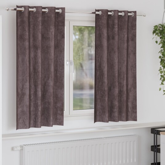 Gardin med gardiner 2 pcs Brun 175 x 140 cm Fløyel