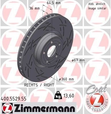 ZIMMERMANN 400.5529.55 Bremseskive ZIMMERMANN 400.5529.55 Bremseskive