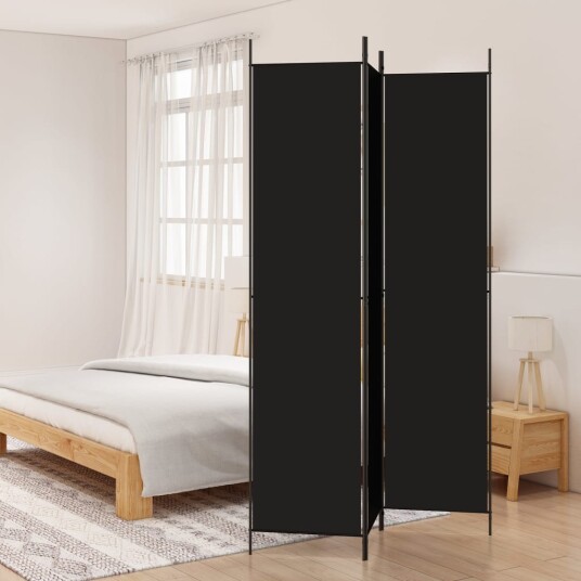 vidaXL Romdeler 3 paneler svart 150x220 cm stoff