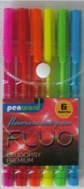 Penne Polsirhurt Dlugopisy 6 Farger Fluo Premium
