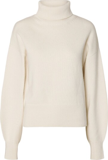 Selected Slwellie Ls Knit Roll Neck Cream XS Selected Slwellie Ls Knit Roll Neck Cream XS