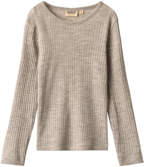 Wheat ull Wheat Alfie genser i ull/silke til barn, Khaki Melange (116) 116