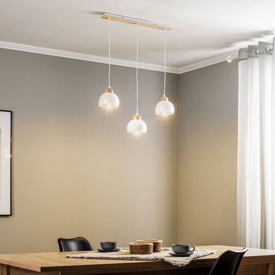 Eko-Light Hengelampe Dama 3 lyskilder hvit lyst tre