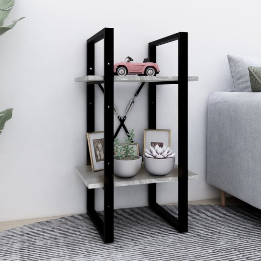vidaXL Bokhylle 2 etasjer gr? sonoma 40x30x70 cm konstruert tre