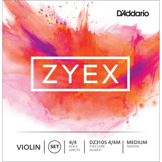 D'Addario Dz310s 4/4m Violin Strings Zyex Set Sølv D Medium Tension