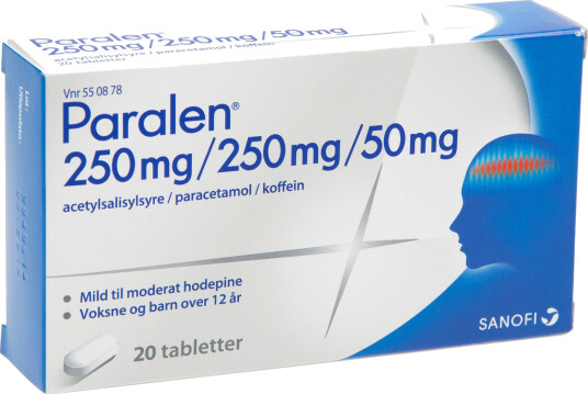 Paralen Tabletter 250/250/50 mg, 20 stk. på brett