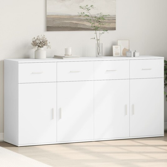  Skjenker 2 stk hvit 79x38x80 cm konstruert tre