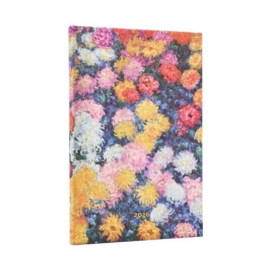 2026 Monet's Chrysanthemums Maxi 12 month Vertical Hardcover Flexi Dayplanner 2026 (Elastic Band Closure)