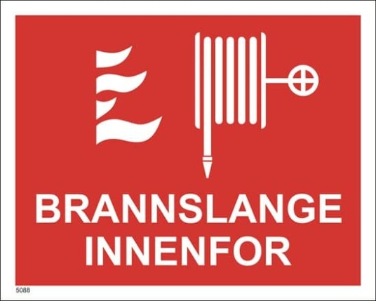 Brannskilt brannslange innenfor 25X20 cm PVC Reflekterende