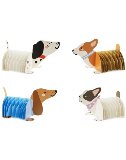 4 stk Borddekorasjoner Hunder Honeycomb Dogs