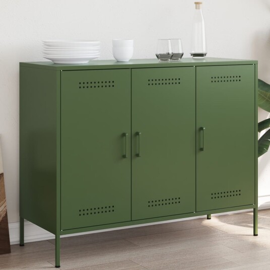 Oppbevaringskap olivengrønn 100,5x39x79 cm kaldvalset stål