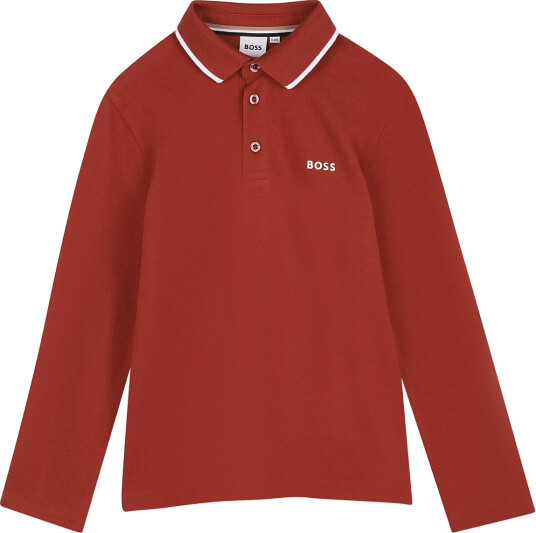 BOSS Long Sleeve Polo Red 128