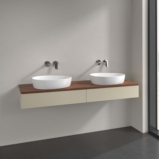 Villeroy & Boch  Antao Servantskap med 2 skuffer 160x50x19 cm m/lys Grå Matt/Valnøtt