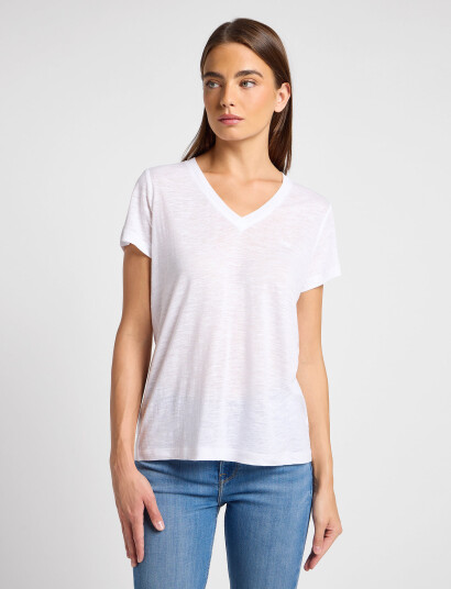 Lee Jeans V Neck Tee - White - S