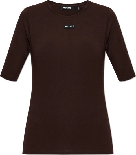 ROTATE Short Sleeve T Shirt Brown 36 ROTATE Short Sleeve T Shirt Brown 36