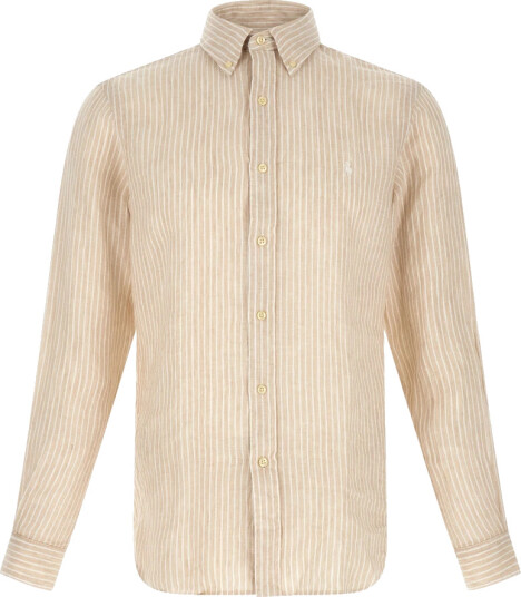 Polo Ralph Lauren Yd Linen V1 Wvn Shirt   Beige   XXL