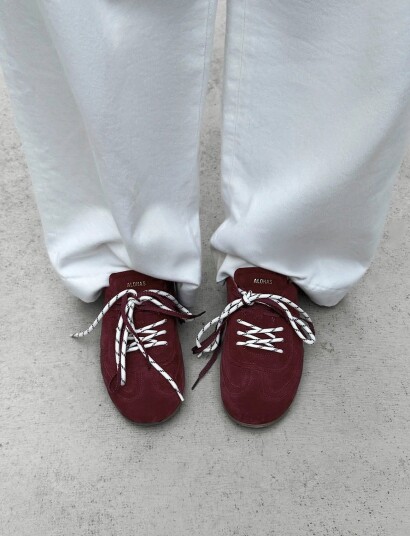 ALOHAS Tb.24 Suede Burgundy Leather Sneakers Burgundy 41
