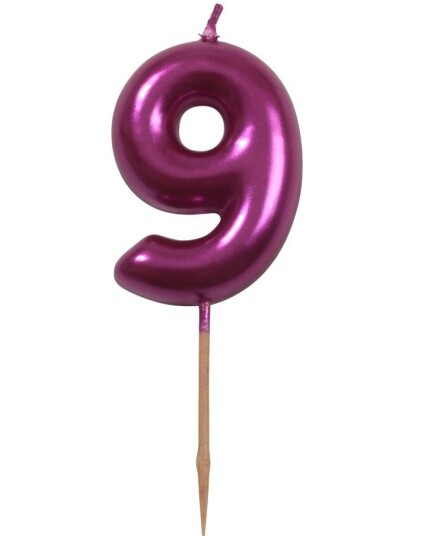 Tallet 9 Metallisk Rosa Kakelys Liten 5 cm