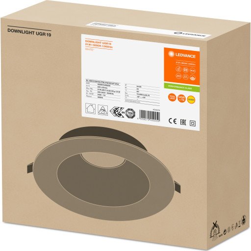 Ledvance Downlight Ytelse UGR19 195mm 2400lm 21W 830 IP54