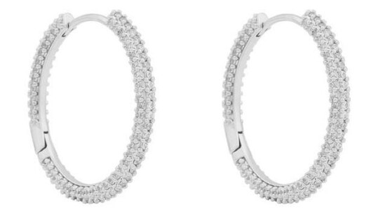 Snö Of Sweden North Ring Earrings Silver/Clear 25mm Snö Of Sweden North Ring Earrings Silver/Clear 25mm