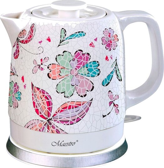 Maestro Keramisk Vannkoker 1,5L 1200W med Blomsterdekor Maestro Keramisk Vannkoker 1,5L 1200W med Blomsterdekor