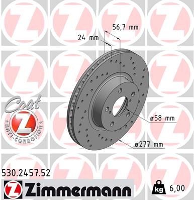Bremseskive ZIMMERMANN 530.2457.52 Bremseskive ZIMMERMANN 530.2457.52