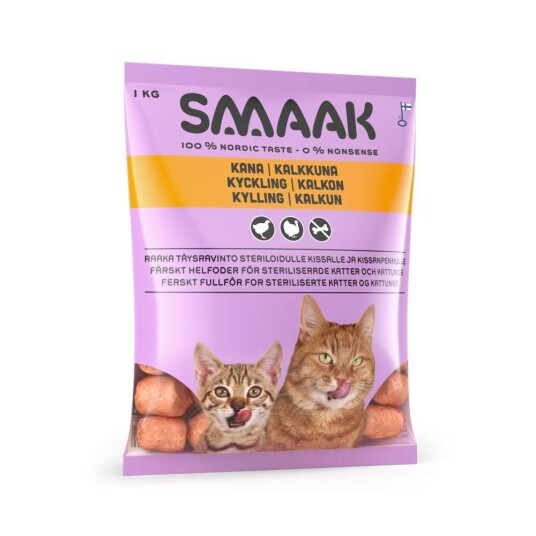 Smaak Cat Raw Complete Kylling & Kalkun 1Kg