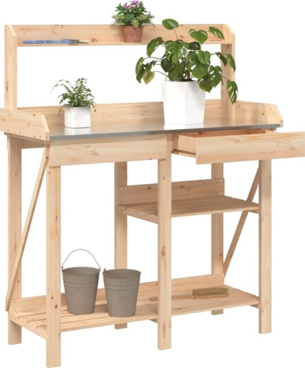 Pottebenk med hyller heltre gran Pottebenk med hyller heltre gran