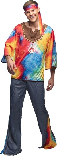 Boland Hippie Marley Tie Dye Hippiekostyme til Herre Medium/Large Boland Hippie Marley Tie Dye Hippiekostyme til Herre Medium/Large