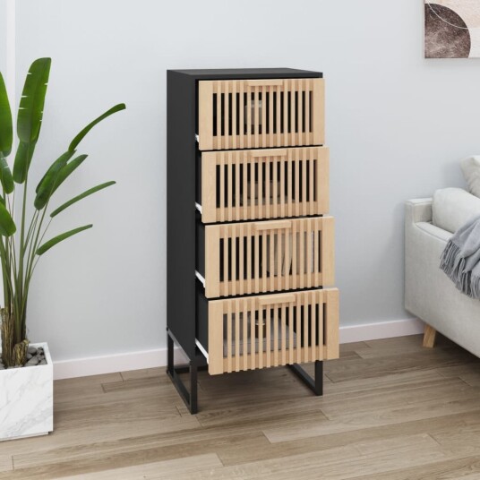 Highboard svart 40x30x95 cm konstruert tre