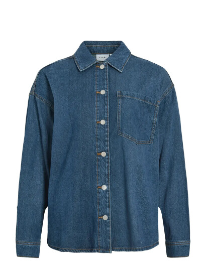 Vila Vikiki L/S Denim Shirt Mbd - Blue - 34