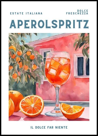 Aperol Spritz Aquarell Fresh Plakat Plakat / 30x40cm