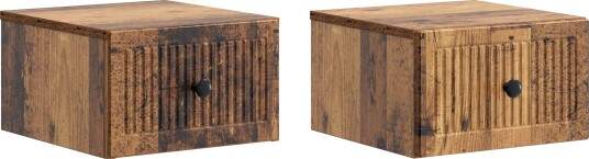 Vegghengt Nattbord 2 pcs Gammelt tre 33 x 34,5 x 20 cm