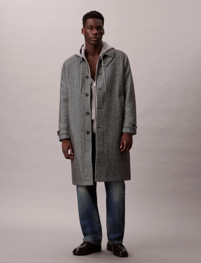 Calvin Klein Ls Tech Wool Blend Topcoat - Grey - XL Calvin Klein Ls Tech Wool Blend Topcoat - Grey - XL