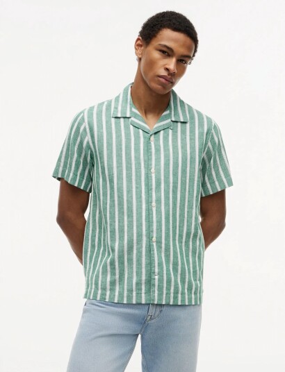 Tommy Hilfiger Lin Blend Texture Stp S/S Rf   Green   L
