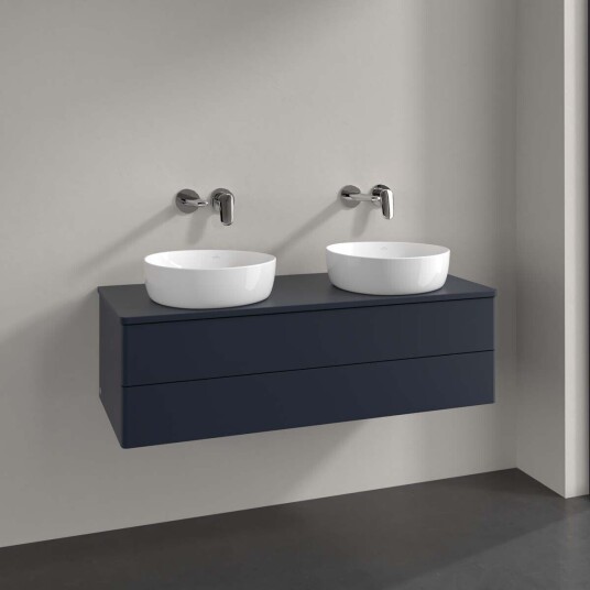 Villeroy & Boch Antao Servantskap med 2 skuffer 120x50x36 cm m/lys Blå Matt Villeroy & Boch Antao Servantskap med 2 skuffer 120x50x36 cm m/lys Blå Matt