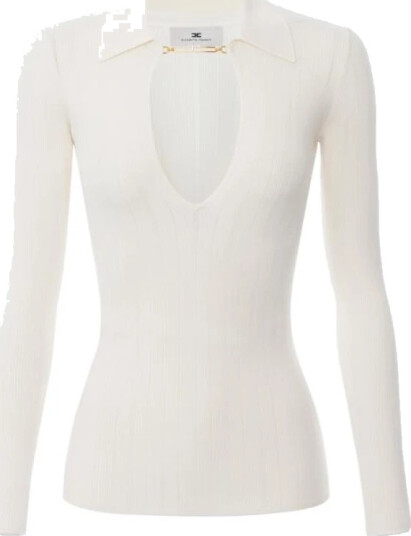 Elisabetta Franchi Dame Strikkevarer Hvit L, Elisabetta Franchi Dame Strikkevarer Hvit L,