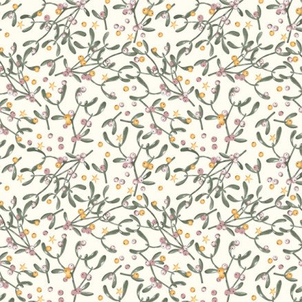 Balsløw Bomullspoplin Stoff 145cm 051 Beige med misteltein