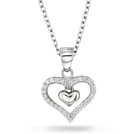 Pan Jewelry, Hjerte smykke i 925 sølv med zirkonia Pan Jewelry, Hjerte smykke i 925 sølv med zirkonia
